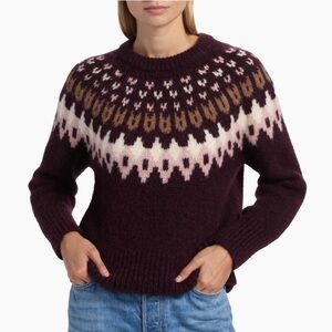 Veronica Beard Purple and Brown Crew Neck Sweater